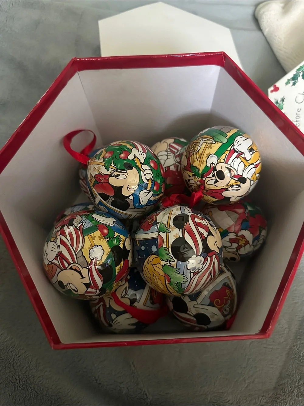 Disney Multicolor Mickey Mouse Holiday Ornament Set - Red Ribbon